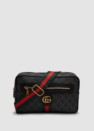 Мужская сумка gucci gg belt bag with zip pocket grey 25 х 15 х 6 см натуральная кожа