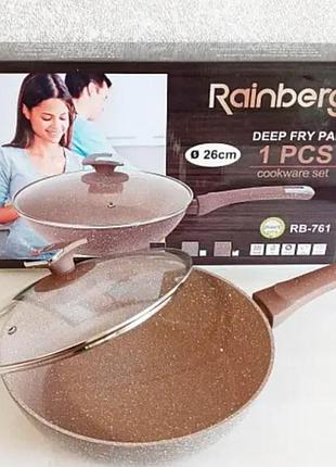 Сковорода + кришка з мармуровим антипригарним покриттям rainberg rb-761 26 см