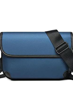Мужская сумка мессенджер на плечо нагрудная синяя luiton