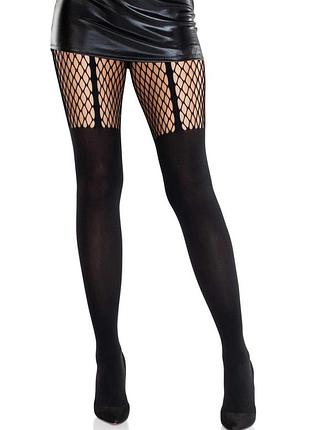 Колготки leg avenue garter illusion tights with net detail one size black