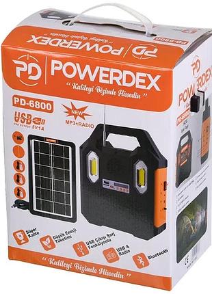 Powerdex pd-6800 fm/usb/bluetooth многофункциональный фонарь переносной фонарь с солнечной панелью abc