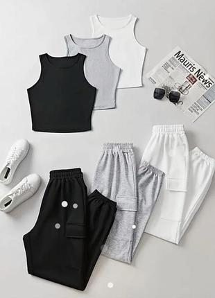 Костюм белый штаны джоггеры оверсайз моделька