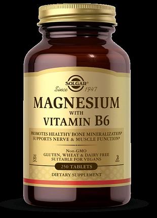 Магній з вітаміном в6, magnesium vitamin b6, solgar, 250 таблеток