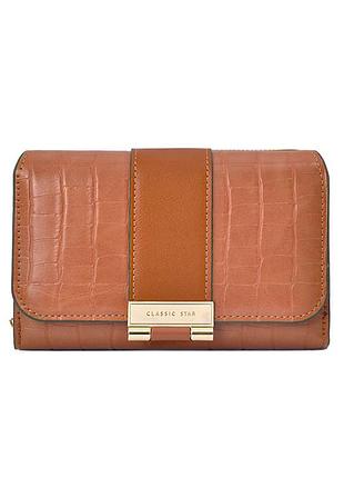 ☛☇жіночий гаманець eastern star коричневий для купюр та карт з кишенею для монет на блискавці гаманець для ve-33
