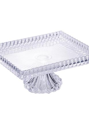 Тортовница прямоугольная на ножке 30×25×13 (см) стеклянная hp-19-147