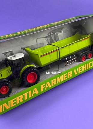 Трактор с прицепом спецтехника 99-55 d масштаб 1:14, металлопластик, подсветка, звуки