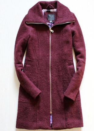 Бордовое пальто демисезонное тёплое на замке4 фото