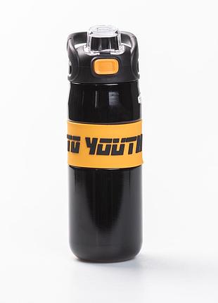 Вакуумний термос 680 мл чорний з мундштуком для спорту та подорожей з нержавіючої сталі dm-11