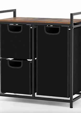 Корзина для белья costway nordi 58 л в стиле loft черный