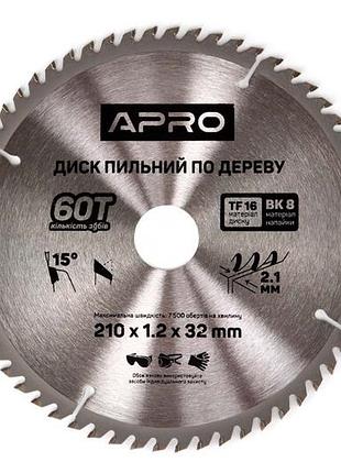 Диск пильний по дереву apro 210 x 3230мм x 60t (830194)