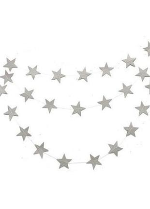 Гірлянда нитка зірочки матова 4 м на 10 см сріблястий