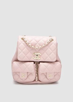 Женский кожаный рюкзак chanel two-pocket duma pink 16 х 20 х 10 см