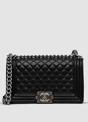 💎 chanel medium boy black/silver caviar rhw