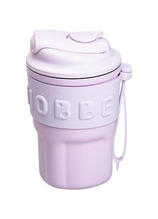 Термочашка chiobbe с трубочкой 450 мл сиреневая для напитков с вакуумной изоляцией для горячего и холодн ve-33