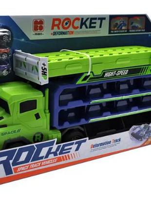 Трейлер автовіз з гірками і машинками в коробці cy-2228