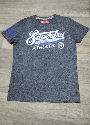 Чоловіча сіра футболка superdry з принтом розмір м