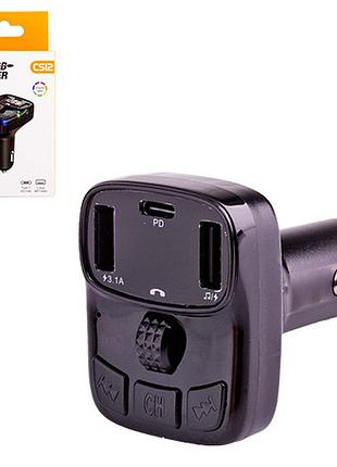 Модулятор fm 5в1 cs12 12-24v с 2usb 5v 3.1a type c 3 в 1 черный dm-11