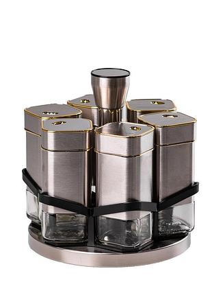 Набір для спецій на підставці 6 баночок 120 мл з дозаторами для зручного зберігання приправ ve-33