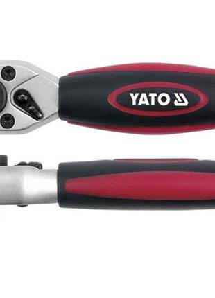 Ручка с храповиком трешетка под биты и главки 1/4" с шарниром, длжина 136 мм, 72 зуба yt-0331