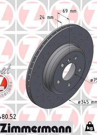 Диск тормозной задн sport z bmw 5 (f10) 2.0 2009.01-2016.10 zi 150.3480.52