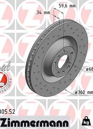 Диск тормозной передн sport z audi a6 c6 (4f2) 3.0 2004.04-2011.08 zi 100.3305.52