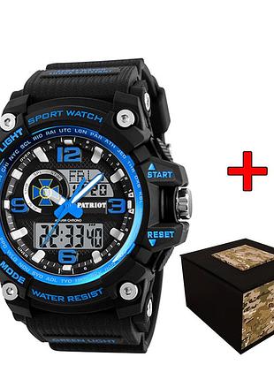 Годинник наручний patriot 012bubksbu сбу чорні з синім + коробка