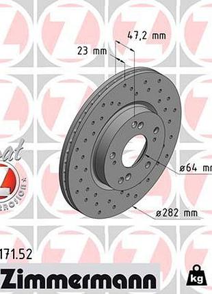 Диск тормозной передн sport z honda civic viii ліфтбек (fd, fa) 1.8 2005.09-2013.05 zi 280.3171.52