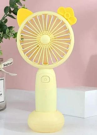 Портативный аккумуляторный мини вентилятор с ушками и rgb подсветкой mini fan (sq-2165) желтый