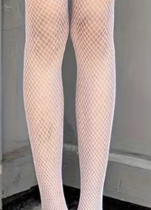 🤍 колготки у дрібну сіточку білого кольору 🤍