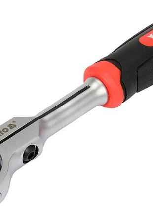 Ручка с храповиком трещитка с шарнирной главкой 3/8", довжина 195мм, 72 зуба yt-07201