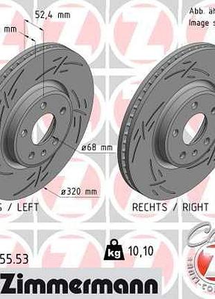 Диск тормозной передн з канавками чорний audi q5 (8rb) 2.0 2008.11-2017.12 zi 100.3355.53