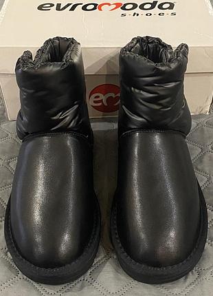 Женские кожаные угги, ugg черного цвета