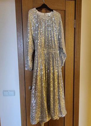 Фееричное платье на праздник в пайетках тренд сезона от h&amp;m 48 размер
