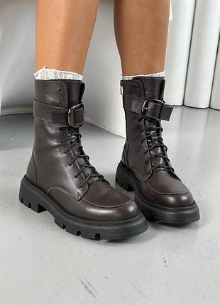 Шоколадні черевики шкіряні