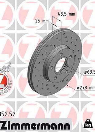Диск тормозной передн sport z ford focus iii ліфтбек 2.0 2010.07-2020.02 zi 250.1352.52