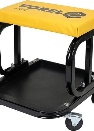 Табурет металевий з м'яким сидінням на колесах табурет для майстерні з піддоном, розмір 355 x 195 x 40 мм, нав