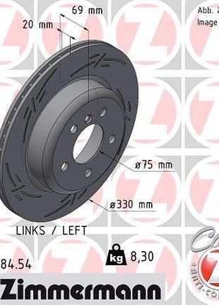 Диск тормозной задн лівий з канавками чорний bmw 5 (f10) 2.0 2009.01-2016.10 zi 150.3484.54