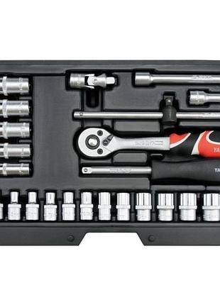 Набір торцевих головок з ручками набір торцевих головок 1/4" 25 пр, головки короткі: 3,5-14 мм, довгі: 8-13 мм