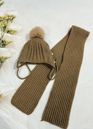 Стильний набор для дівчинки осінь зима шапка і шарф від 1,5 -3 р