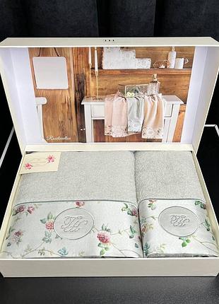 Подарунковий набір рушників tivolyo home exclusive roseland lux 50х100см + 75х150см