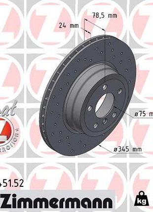 Диск гальмівний задн sport z bmw x5 (f15, f85) 3.0 2013.08-2018.07 zi 150.3451.52