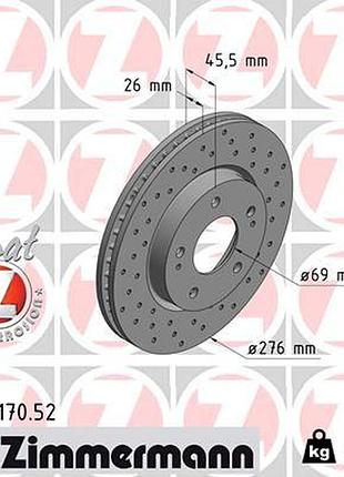 Диск тормозной передн sport z mitsubishi lancer viii (cy_a, cz_a) 1.5 2007.03- zi 380.2170.52