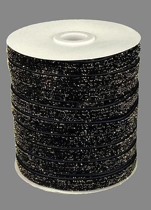 Бархатная лента блестящая 1,0 см х 50 ярдов черный marill (d16710- c 138)