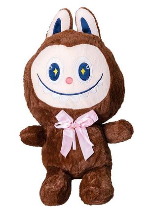 Детская мягкая игрушка лабубу с пледом 54 см плюшевая коричневая тм colorful home lab3br