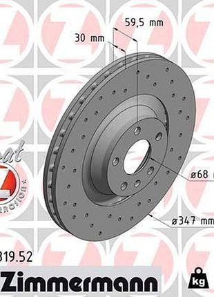 Диск тормозной передн sport z audi a6 c6 (4f2) 3.0 2004.04-2011.08 zi 100.3319.52