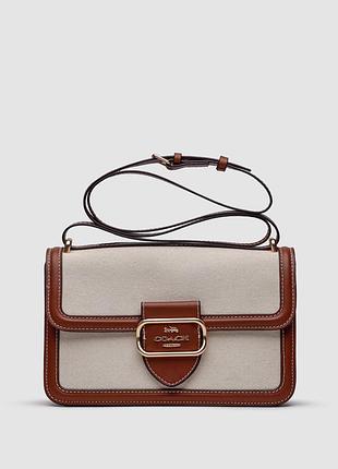 Сумка женская coach morgan square crossbody bag large 25 х 15.5 7 текстиль черная трендовая