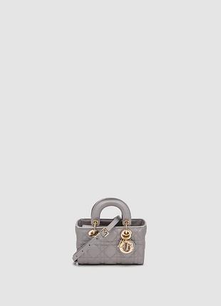 Сумка женская dior lady d-joy micro bag grey 16.5 х 10 х 4 натуральная кожа серый трендовая
