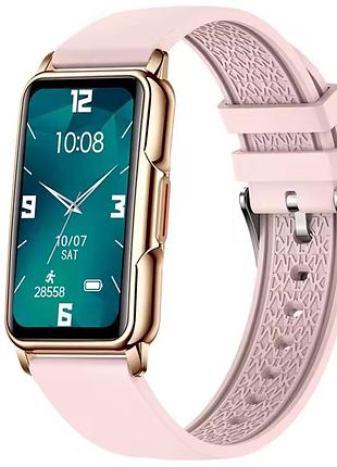 Жіночий наручний розумний смарт годинник smart mioband nano+ pink, 2 ремінці