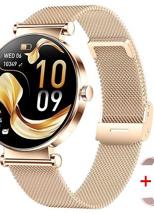 Женские наручные умные смарт часы smart miami steel gold, 2 ремешка