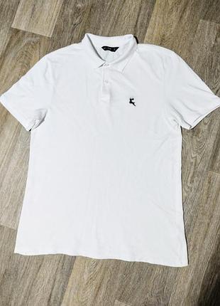 Мужская футболка поло f&f белая размер l